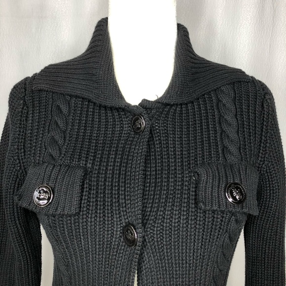 Barbara Bui Black Heavy Cotton Cable Knit Sweater - Picture 2 of 8